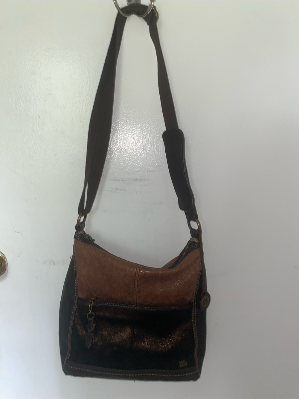 The Sak Two-Tone Brown and Black Leather Shoulder Bag